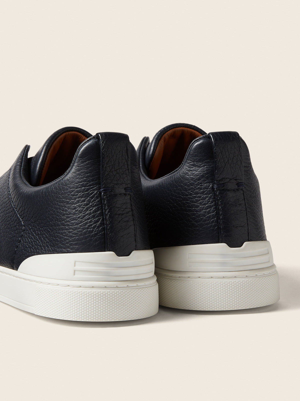 Zegna Deerskin Triple Stitch Navy Blue