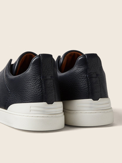 Zegna Deerskin Triple Stitch Navy Blue
