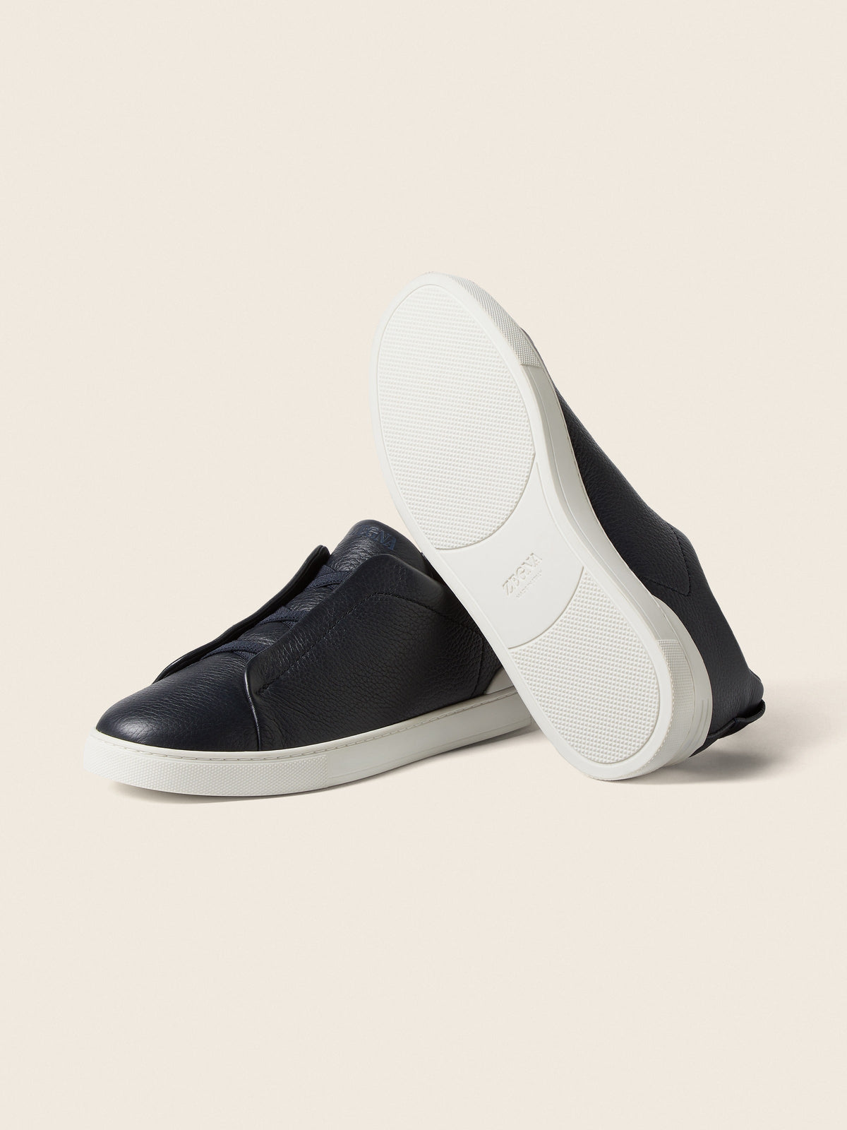 Zegna Deerskin Triple Stitch Navy Blue
