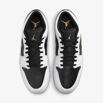 Air Jordan 1 Low White Black Metallic Gold Swoosh