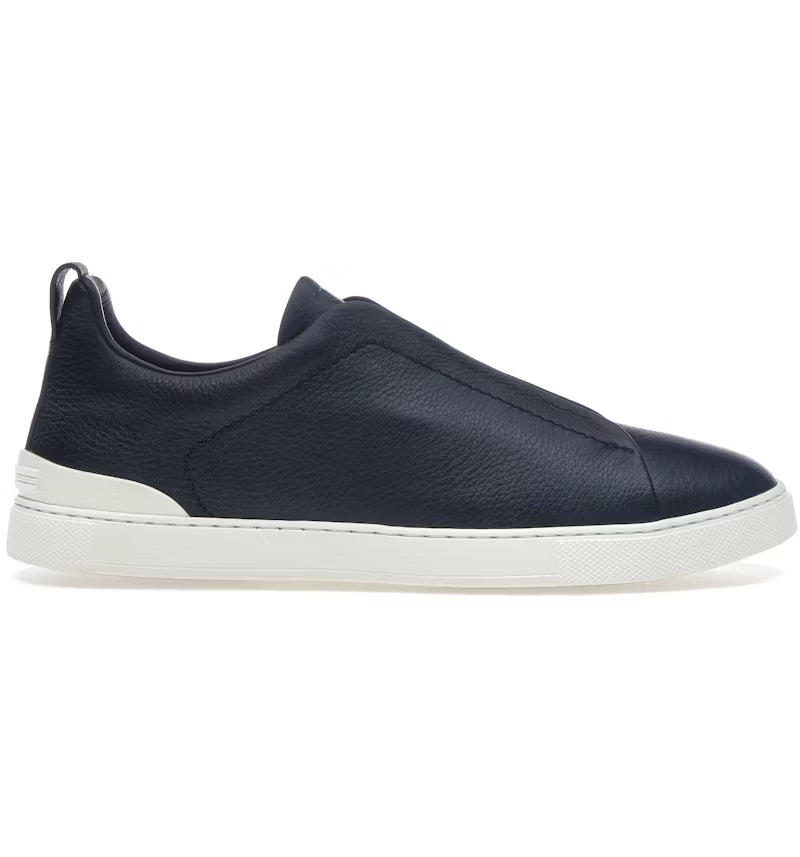 Zegna Deerskin Triple Stitch Navy Blue