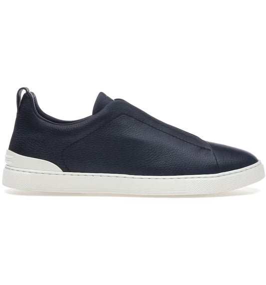 Zegna Deerskin Triple Stitch Navy Blue