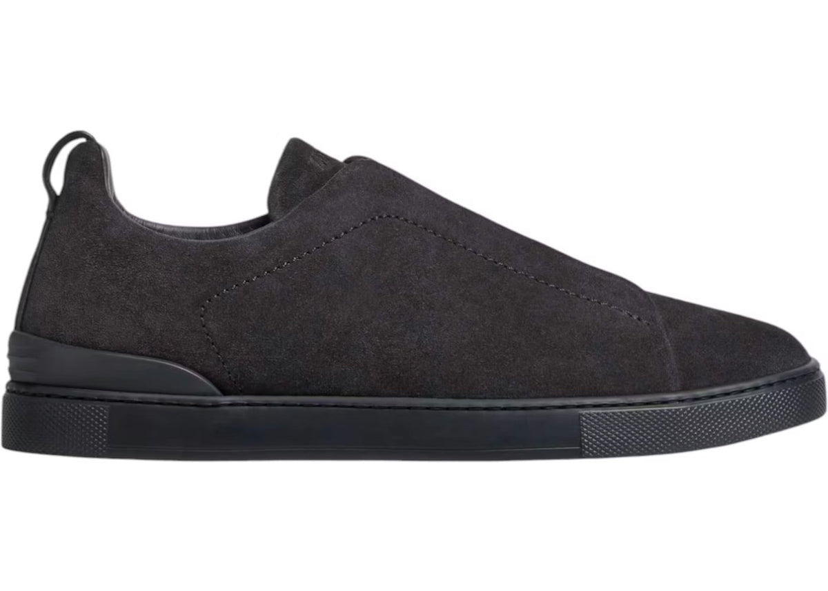 Zegna Suede Triple Stitch Navy Blue