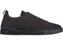 Zegna Suede Triple Stitch Navy Blue